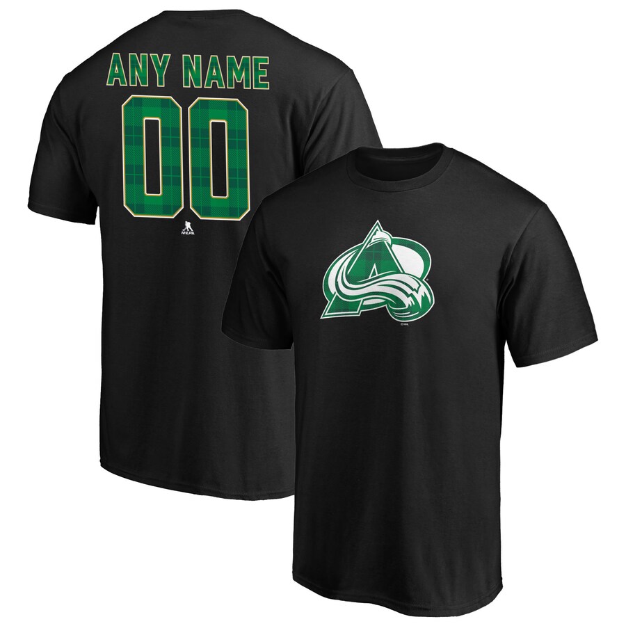 Men's Colorado Avalanche Black Emerald Plaid Personalized Name & Number T-Shirt - Puhuasuan
