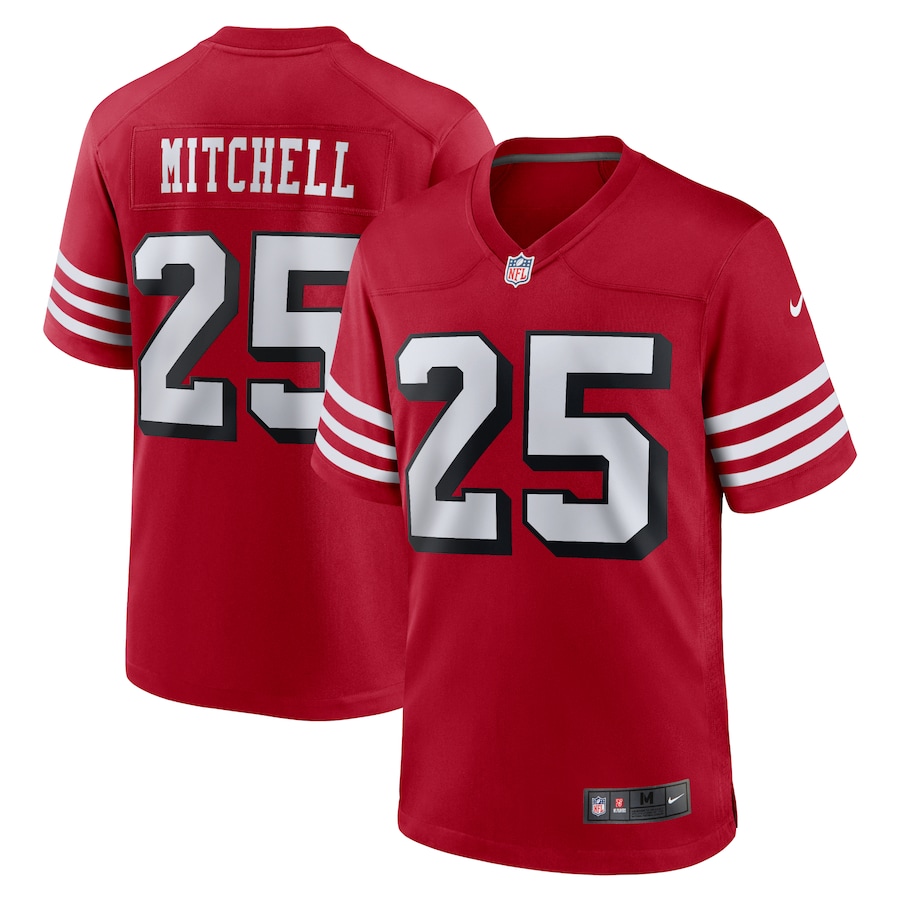 Men's San Francisco 49ers Elijah Mitchell Nike Scarlet Alternate Team Game Jersey - Puhuasuan