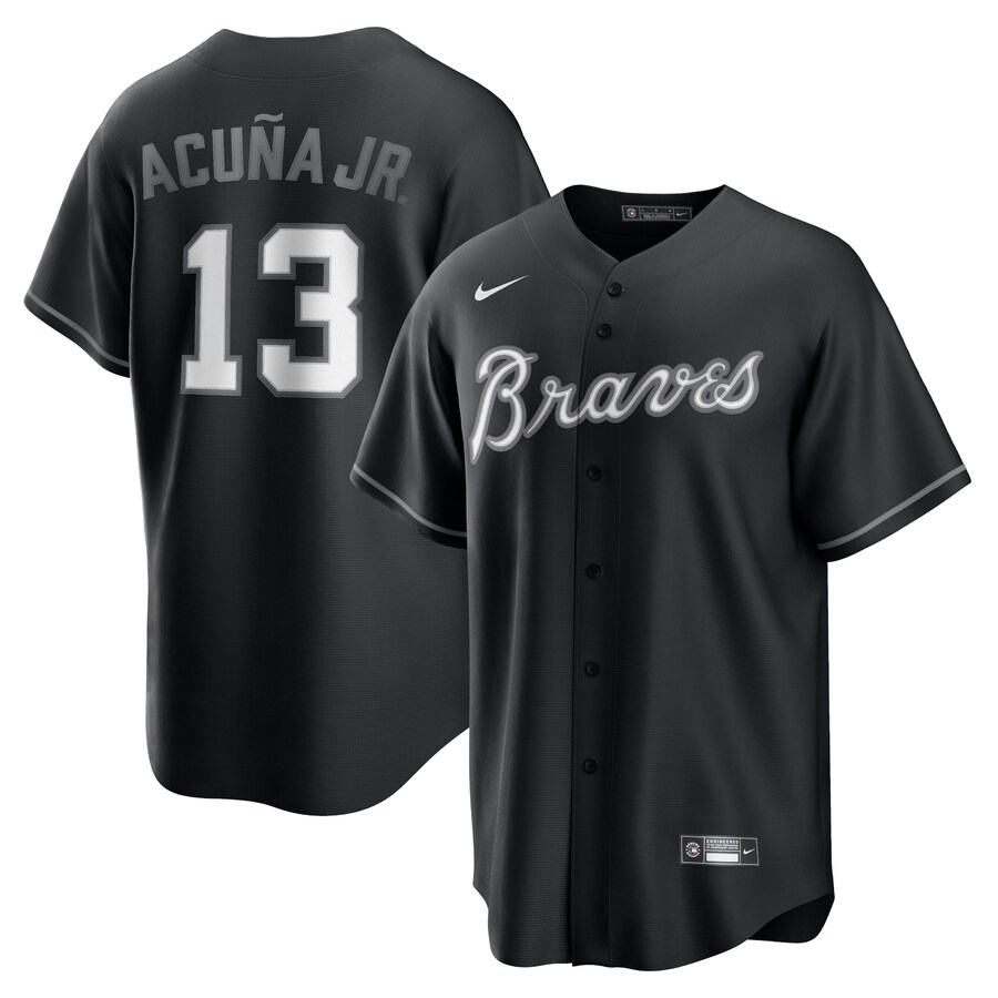 Men's Atlanta Braves Ronald Acuña Jr. Nike Black Official Replica Player Jersey - Puhuasuan