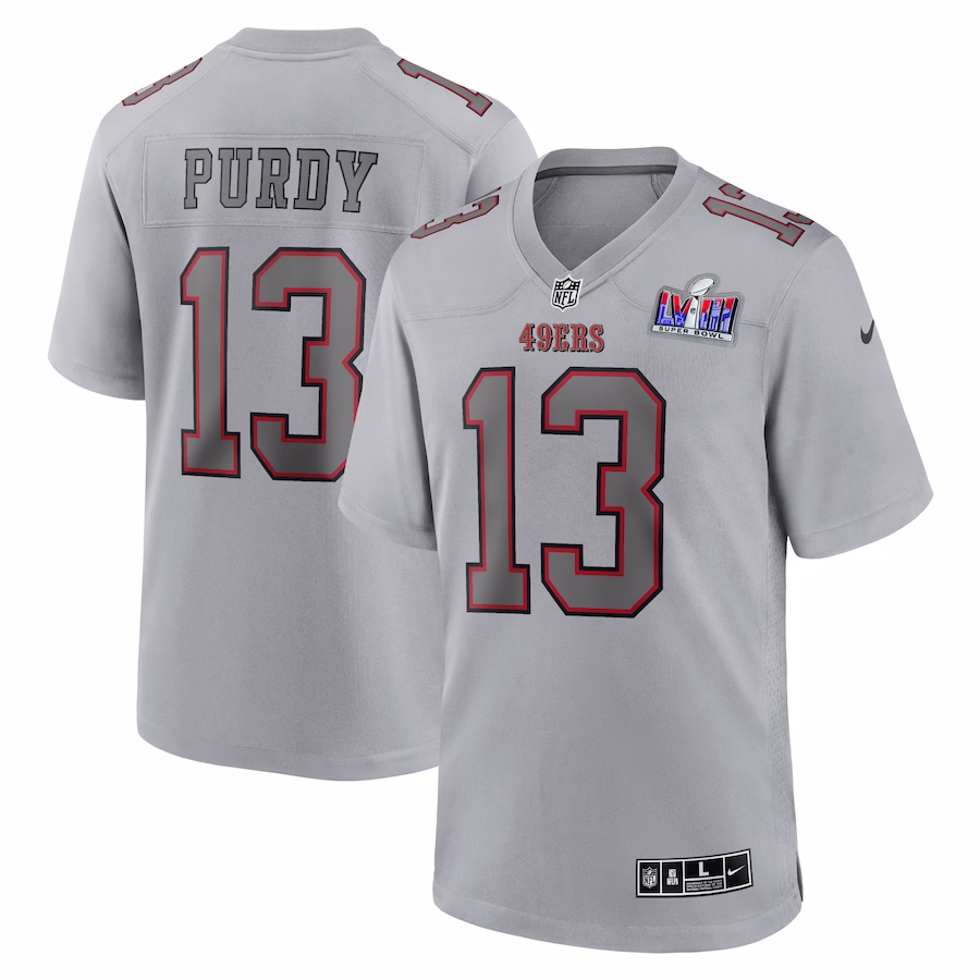Men's San Francisco 49ers Brock Purdy Nike Gray Super Bowl LVIII Atmosphere Fashion Game Jersey - Puhuasuan