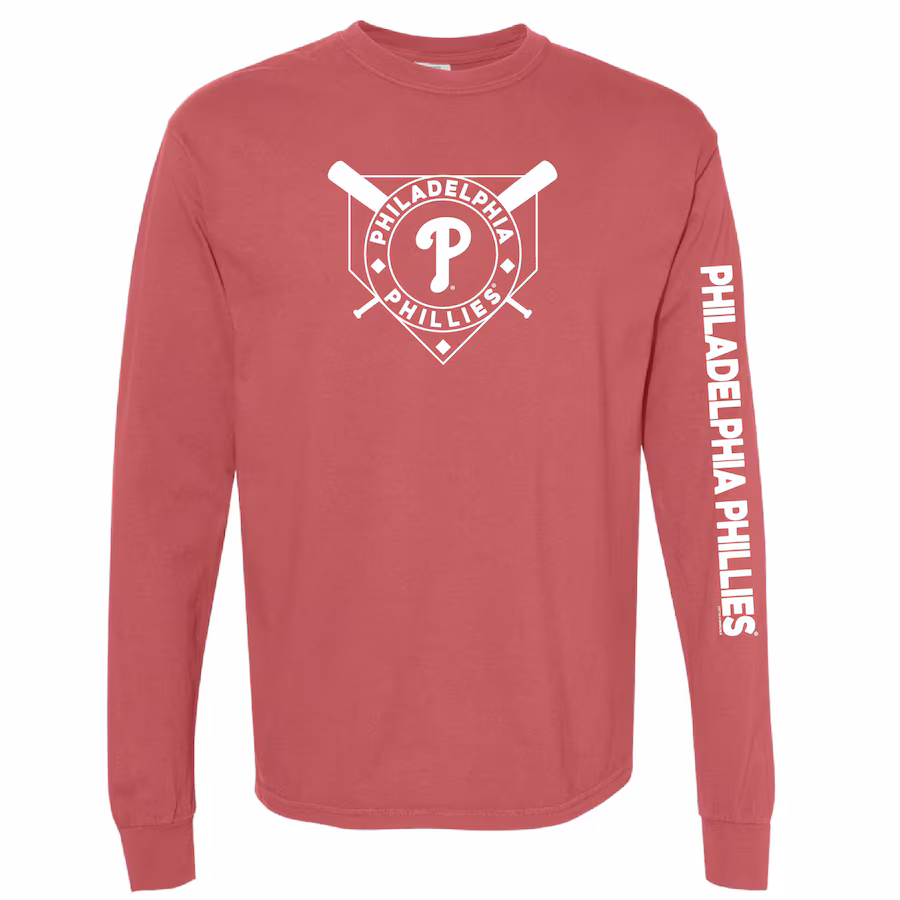 Women's Philadelphia Phillies Soft as a Grape Red Pigment Dye Long Sleeve T-Shirt - Puhuasuan