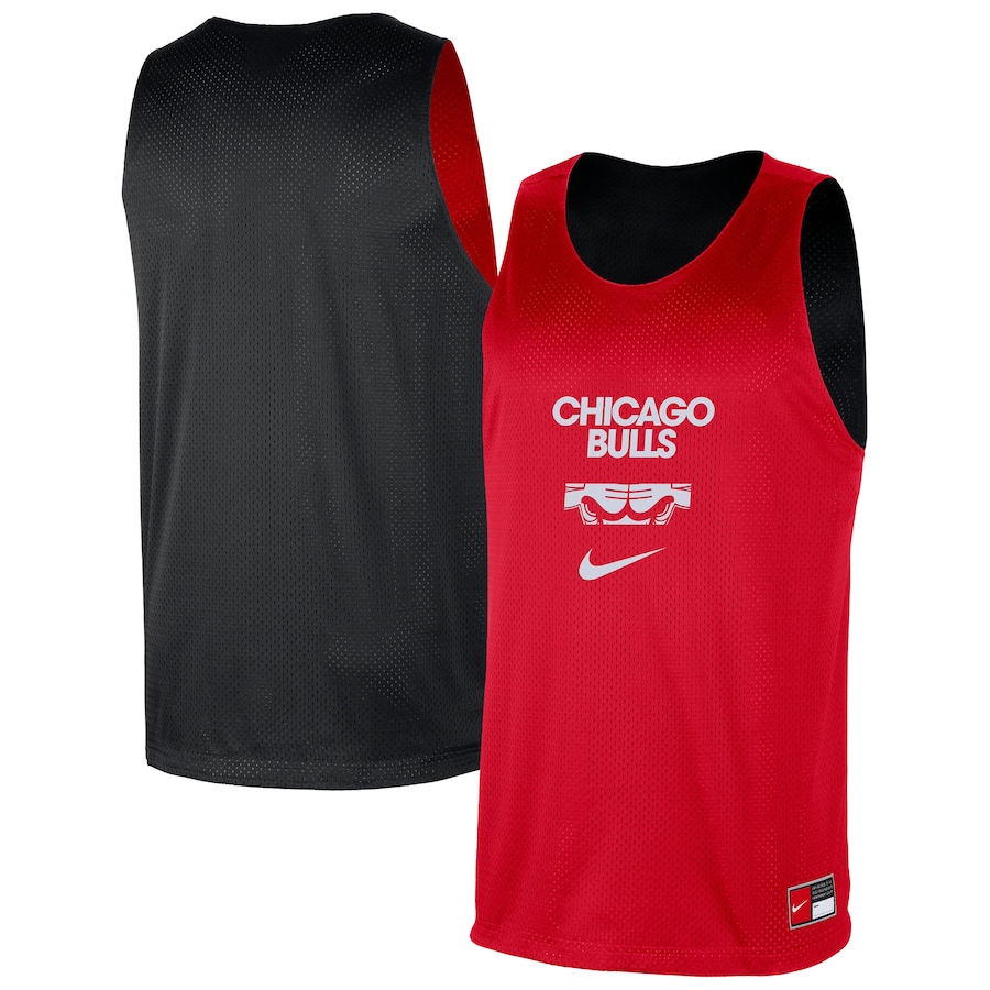 Men's Chicago Bulls Nike Red/Black Courtside Reversible Mesh Practice Jersey - Puhuasuan
