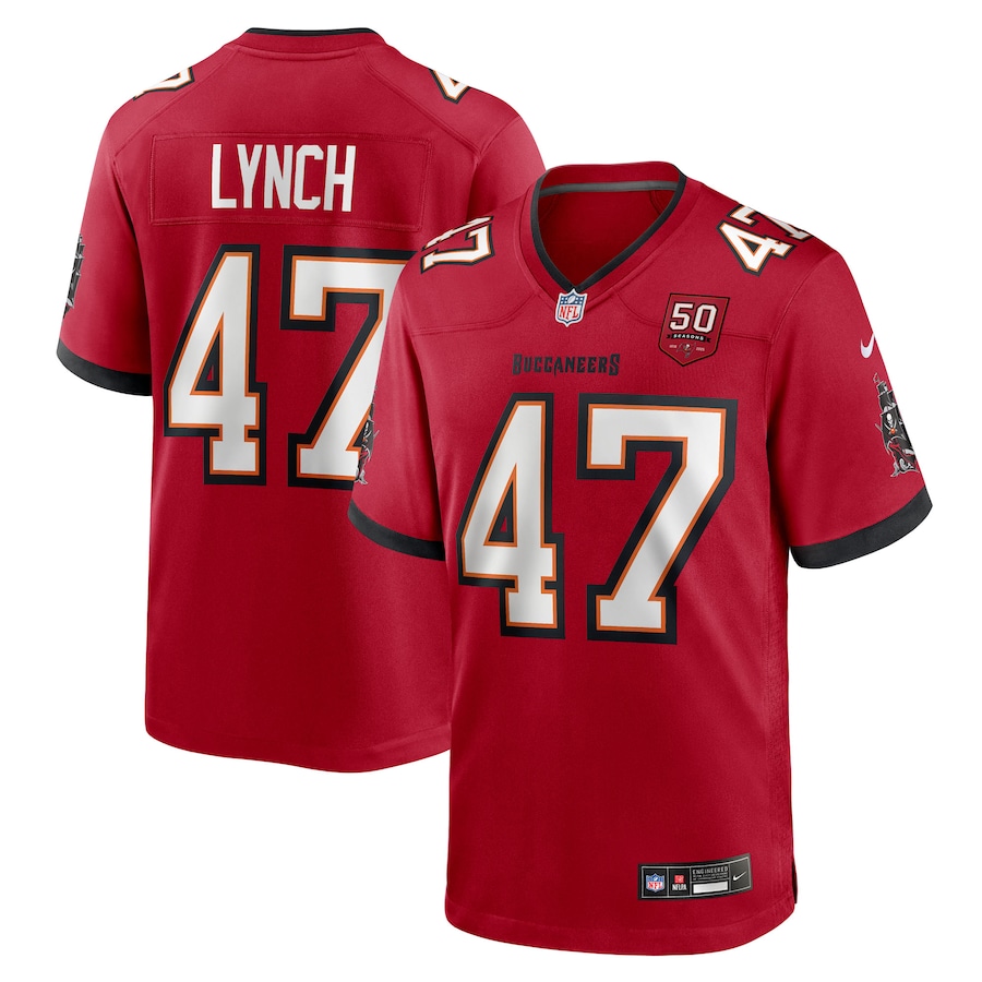 Men's Tampa Bay Buccaneers John Lynch Nike Red 50th Anniversary Game Jersey - Puhuasuan
