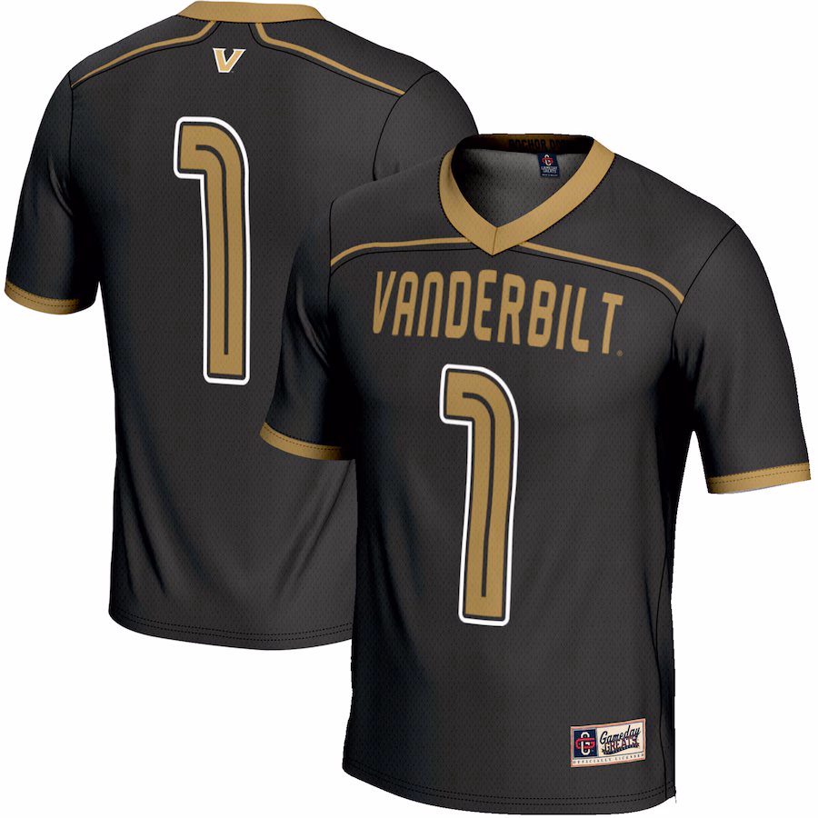 #1 Vanderbilt Commodores GameDay Greats Lightweight Men's Lacrosse Jersey - Black - Puhuasuan