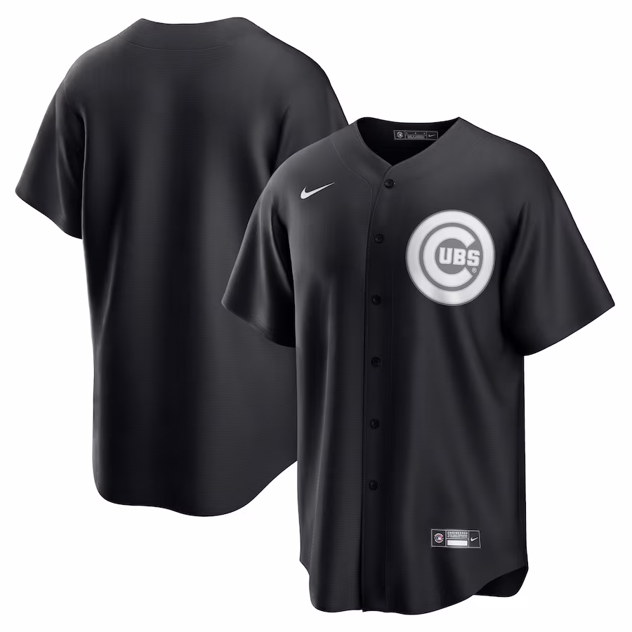 Men's Chicago Cubs Nike Black/White Official Replica Jersey - Puhuasuan