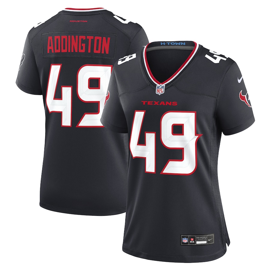 Women's Houston Texans Tucker Addington Nike Navy Team Game Jersey - Puhuasuan