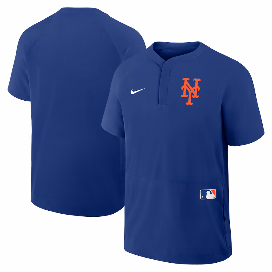 Men's New York Mets Nike Royal Authentic Collection Raglan Short Sleeve Windshirt - Puhuasuan