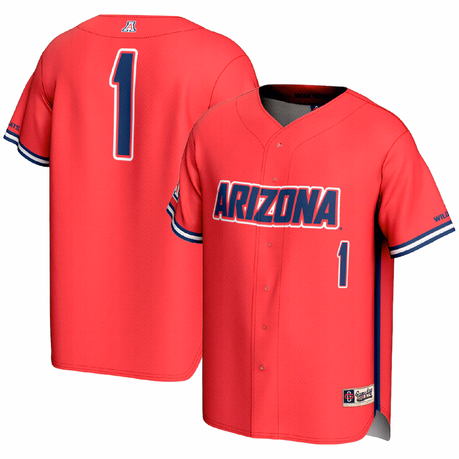 Men's GameDay Greats #1 Red Arizona Wildcats Lightweight Baseball Fashion Jersey - Puhuasuan