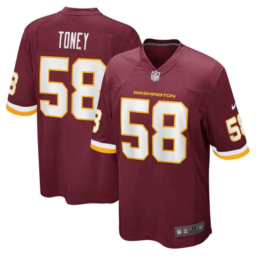 Men's Washington Football Team Shaka Toney Nike Burgundy Game Jersey - Puhuasuan