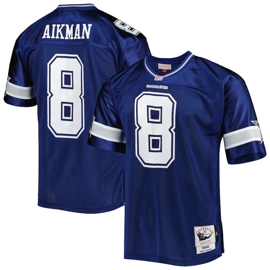 Men's Dallas Cowboys 1996 Troy Aikman Mitchell & Ness Navy Authentic Throwback Retired Player Jersey - Puhuasuan