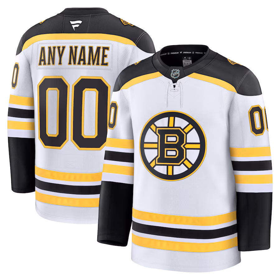 Men's Boston Bruins Fanatics White Away Premium Custom Jersey - Puhuasuan