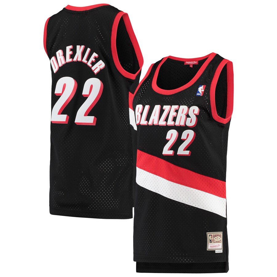 Women's Portland Trail Blazers Clyde Drexler Mitchell & Ness Black 1991/92 Hardwood Classics Swingman Jersey - Puhuasuan