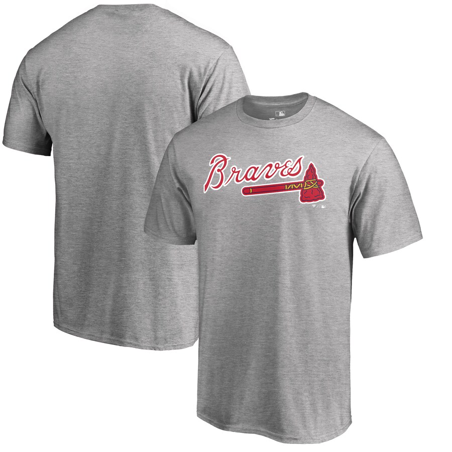 Men's Atlanta Braves Heathered Gray Team Wordmark T-Shirt - Puhuasuan