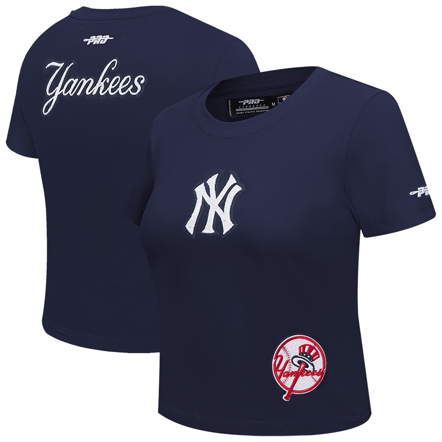 Women's New York Yankees Pro Standard Navy Game Day Classics Baby Doll Cropped T-Shirt - Puhuasuan