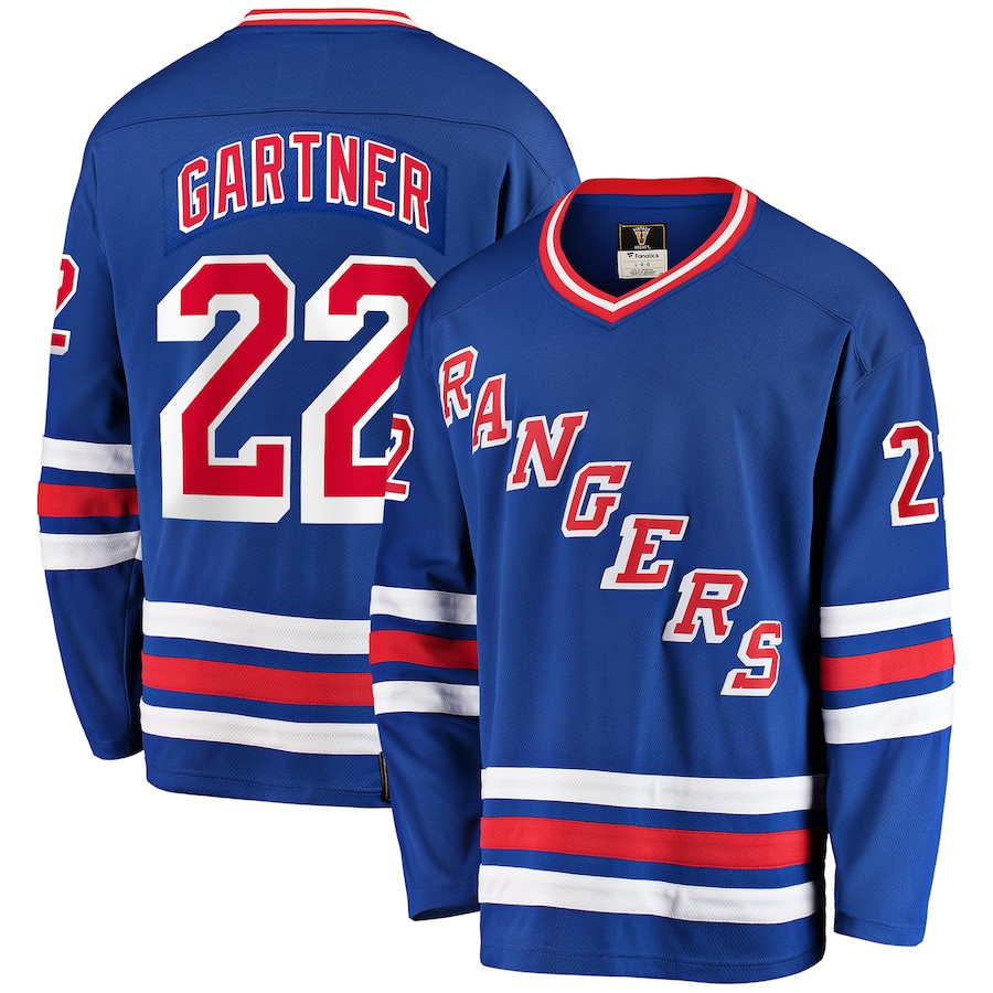 Men's New York Rangers Mike Gartner Fanatics Blue Premier Breakaway Retired Player Jersey - Puhuasuan