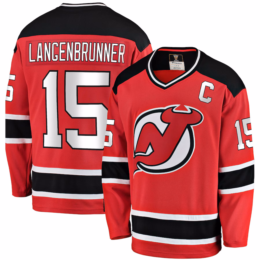 Men's New Jersey Devils Jamie Langenbrunner Fanatics Red Premier Breakaway Retired Player Jersey - Puhuasuan