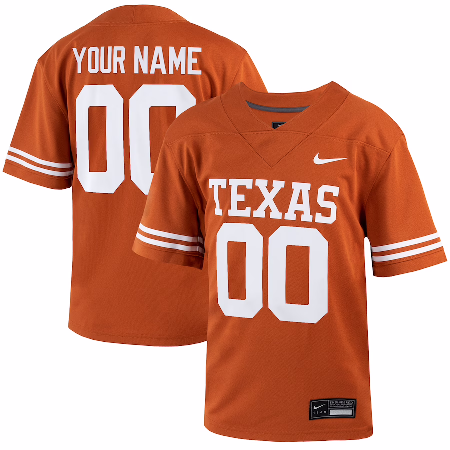 Texas Longhorns Nike Youth Custom Football Game Jersey �?Texas Orange - Puhuasuan