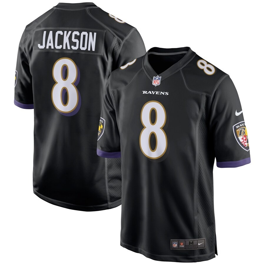 Men's Baltimore Ravens Lamar Jackson Nike Black Game Jersey - Puhuasuan