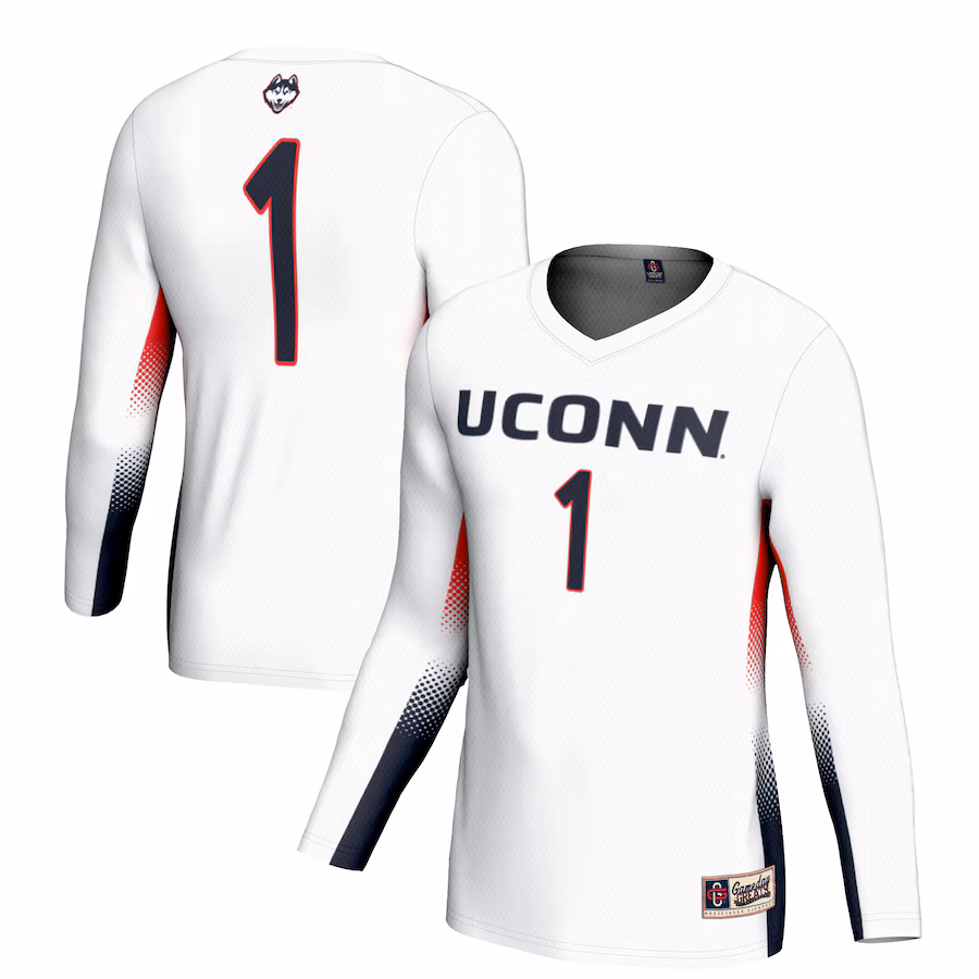 Youth GameDay Greats #1 White UConn Huskies Lightweight Women's Volleyball Jersey - Puhuasuan