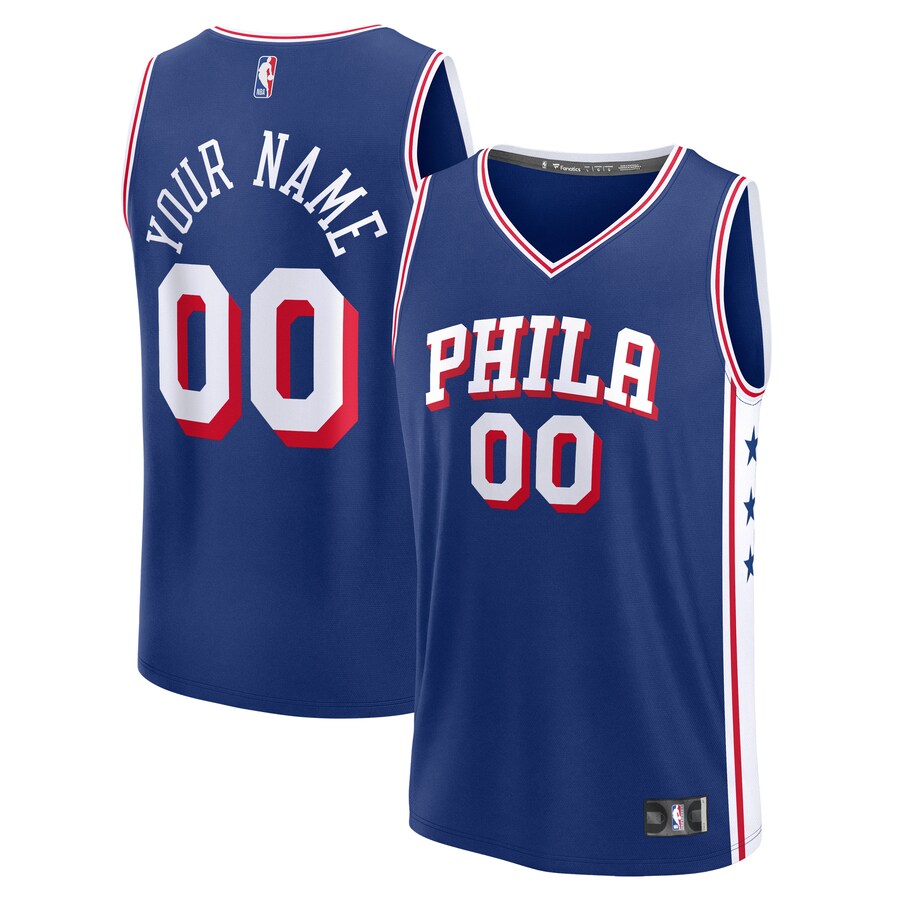 Men's Philadelphia 76ers Fanatics Blue Fast Break Custom Jersey - Icon Edition - Puhuasuan