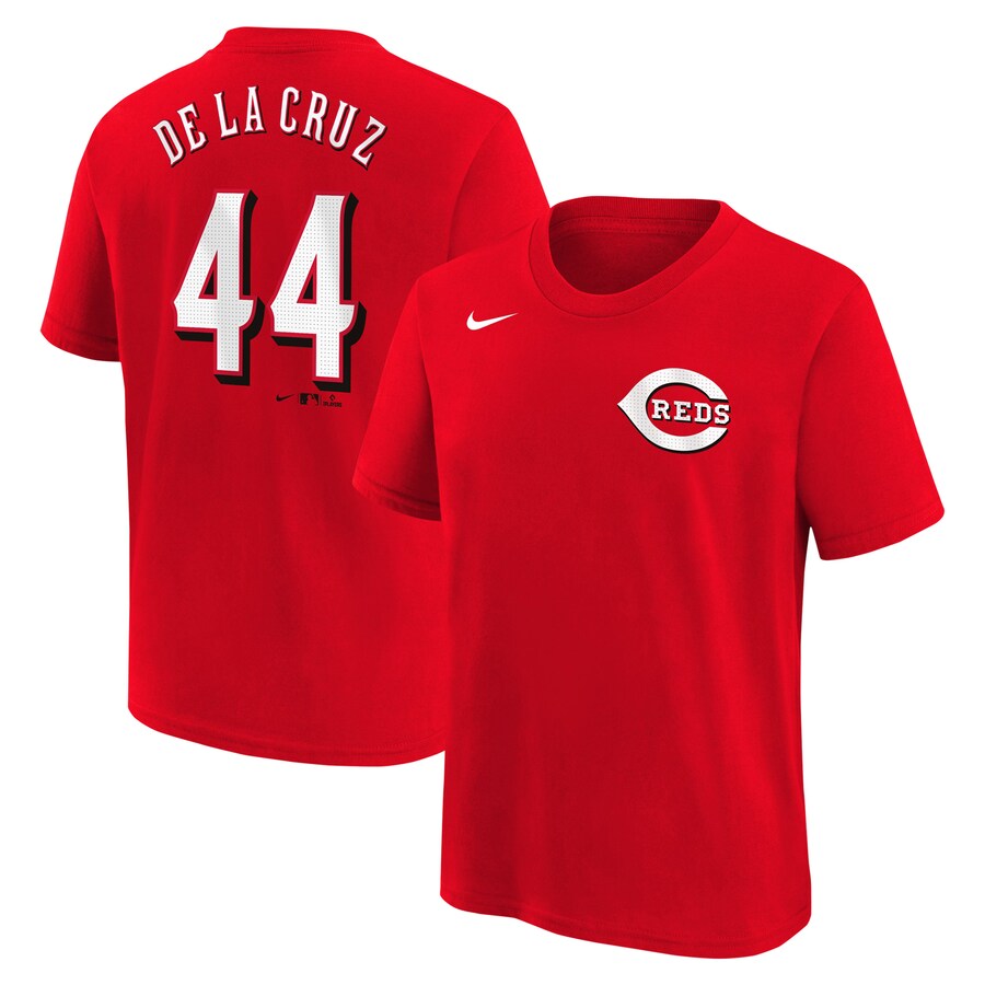 Youth Cincinnati Reds Elly De La Cruz Nike Red Home Player Name & Number T-Shirt - Puhuasuan