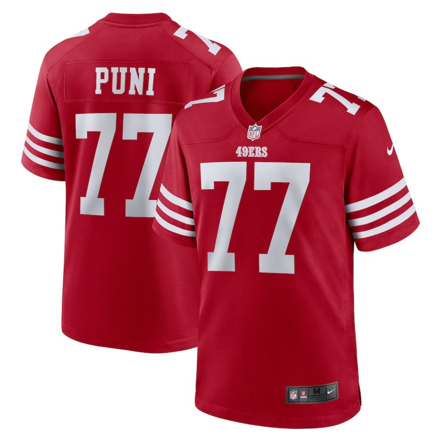 Men's San Francisco 49ers Dominick Puni Nike  Scarlet Team Game Jersey - Puhuasuan