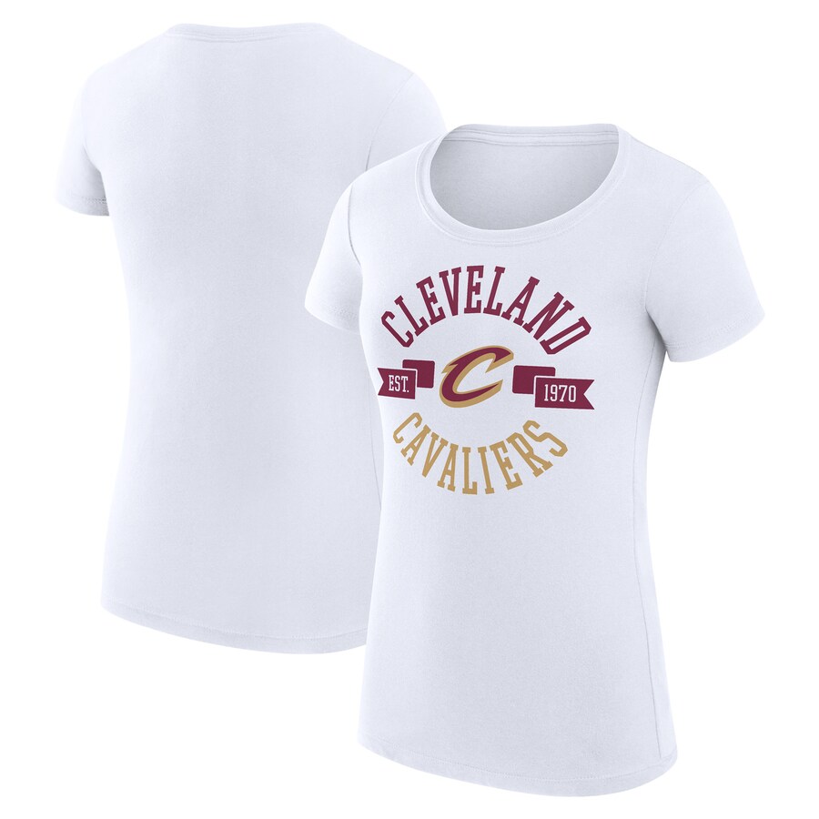 Women's Cleveland Cavaliers G-III 4Her by Carl Banks White Large City Logo Fitted T-Shirt - Puhuasuan