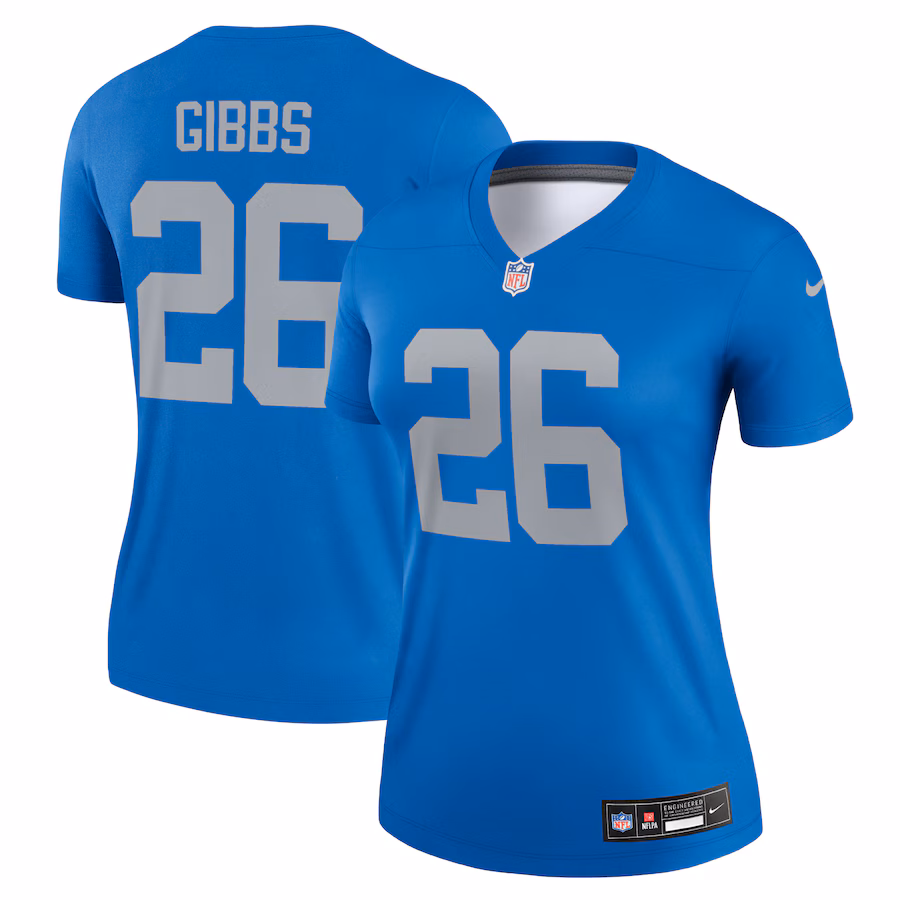 Women's Detroit Lions Jahmyr Gibbs Nike Blue Alternate Legend Player Performance Top - Puhuasuan