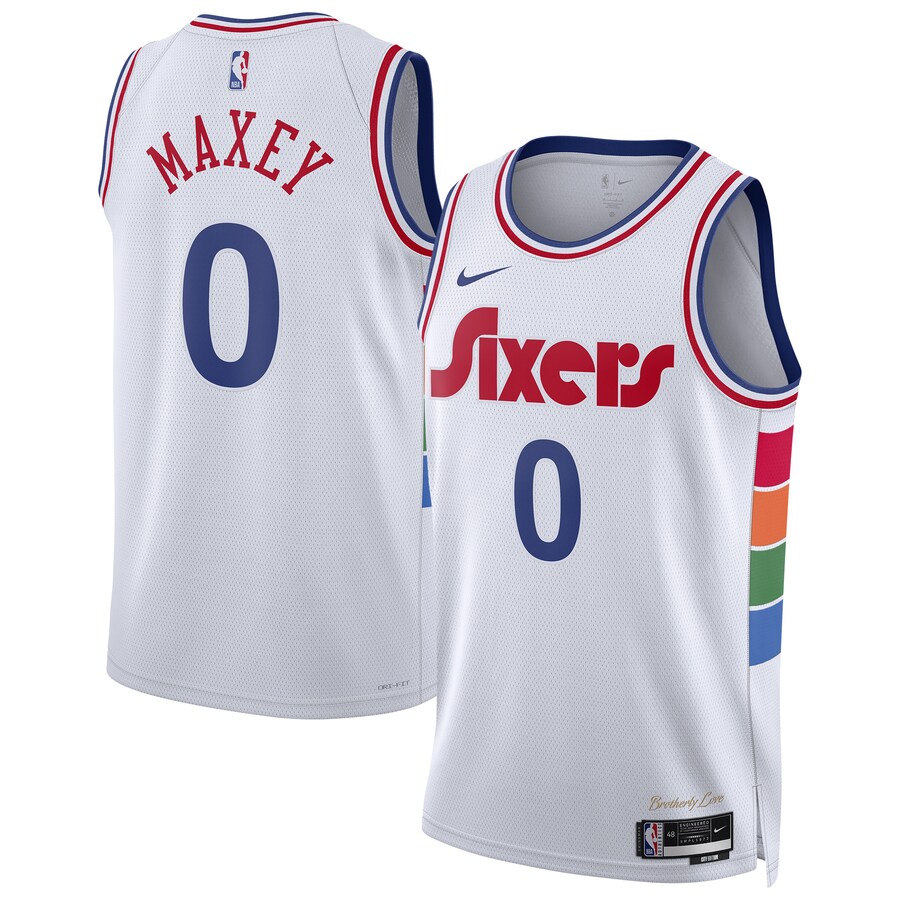 Unisex Philadelphia 76ers Tyrese Maxey Nike White 2024/25 Swingman Player Jersey - City Edition - Puhuasuan