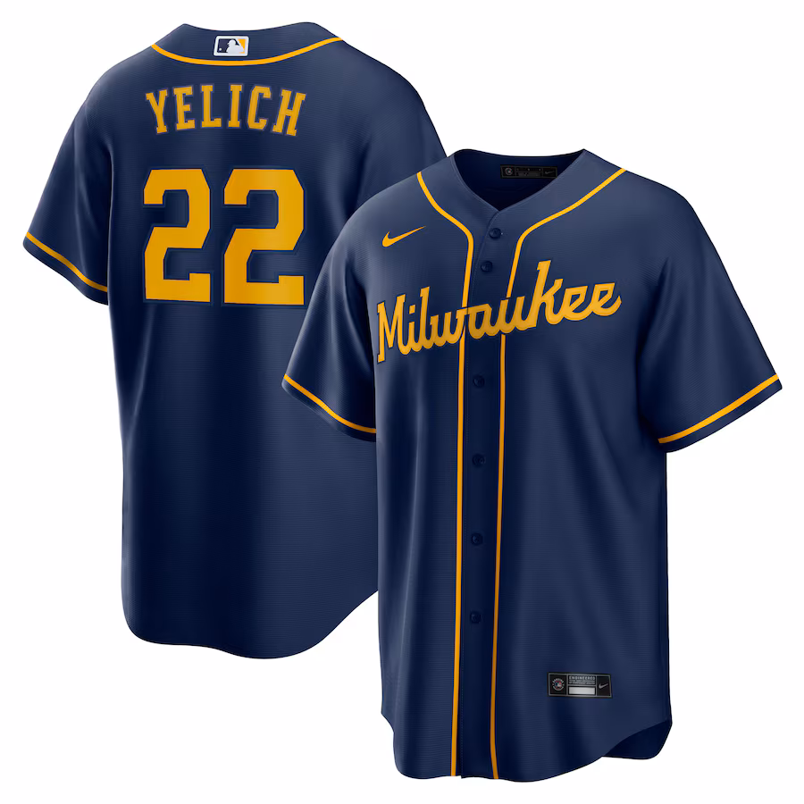 Men's Milwaukee Brewers Christian Yelich Nike Navy Alternate Replica Player Jersey - Puhuasuan