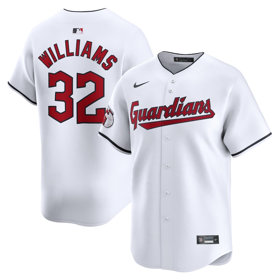 Men's Cleveland Guardians Gavin Williams Nike White Home Limited Player Jersey - Puhuasuan