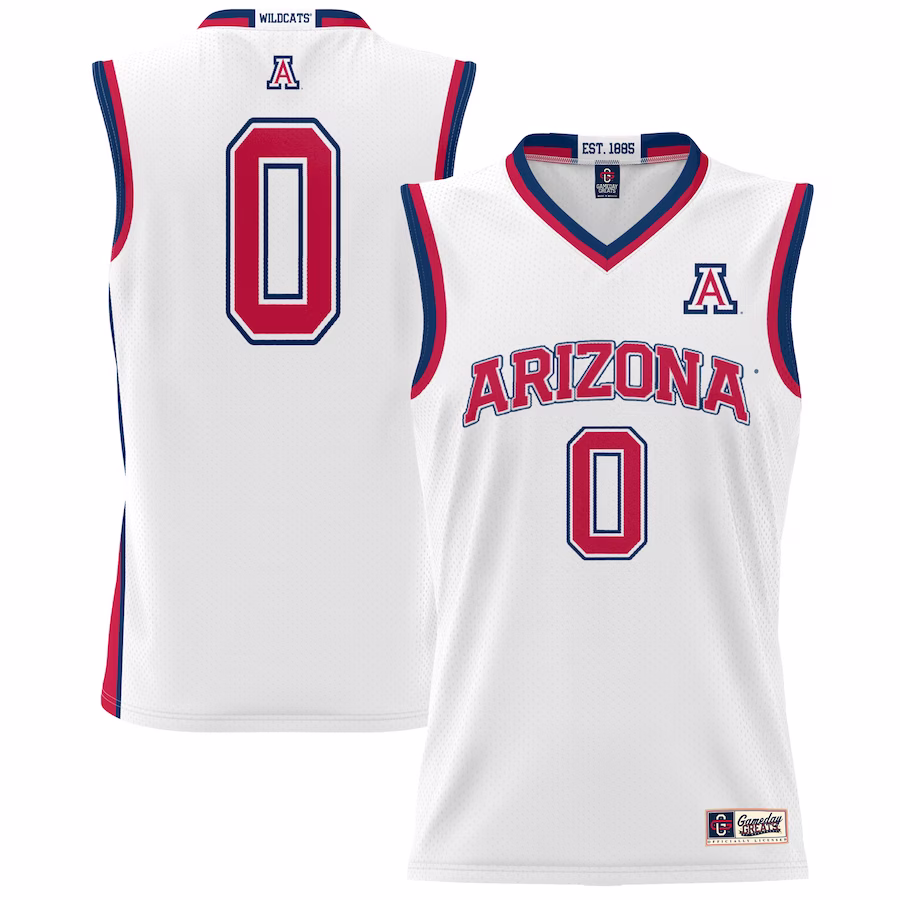 #0 Arizona Wildcats GameDay Greats Youth Lightweight Basketball Jersey - White - Puhuasuan