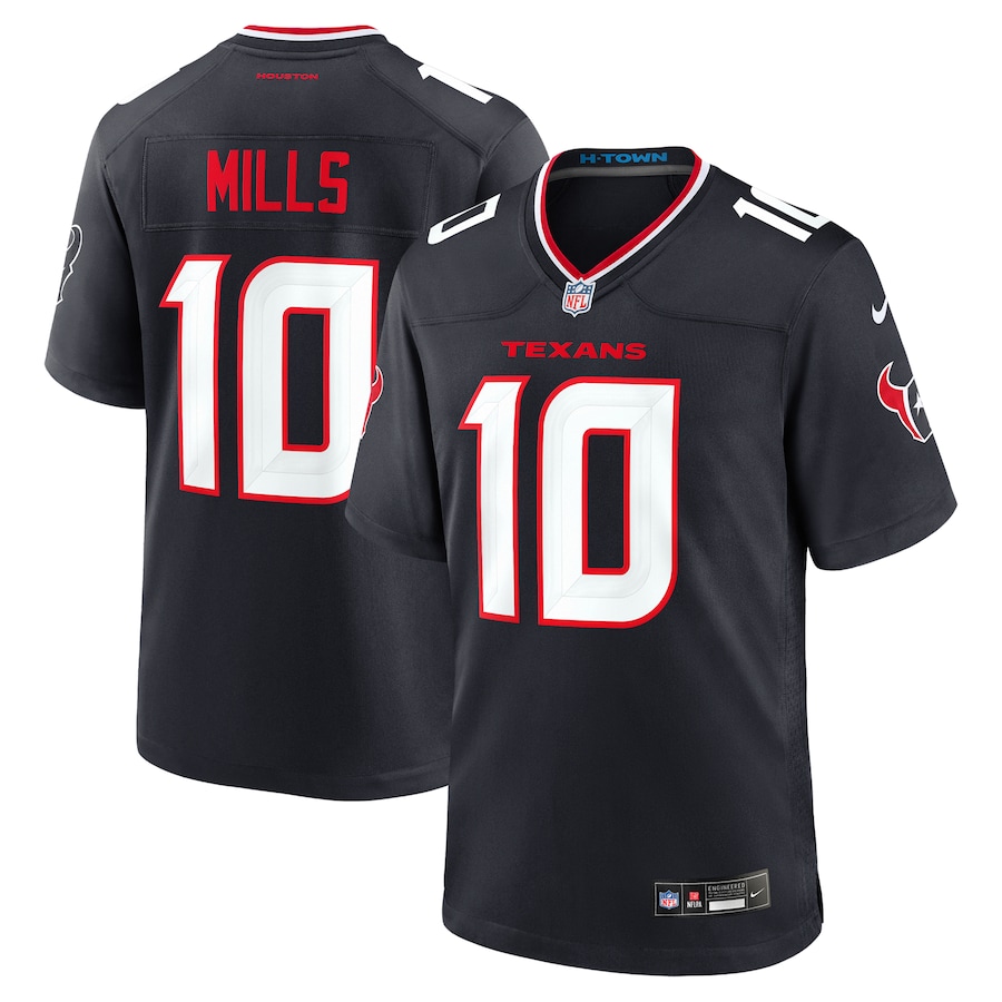 Men's Houston Texans Davis Mills Nike Navy Team Game Jersey - Puhuasuan