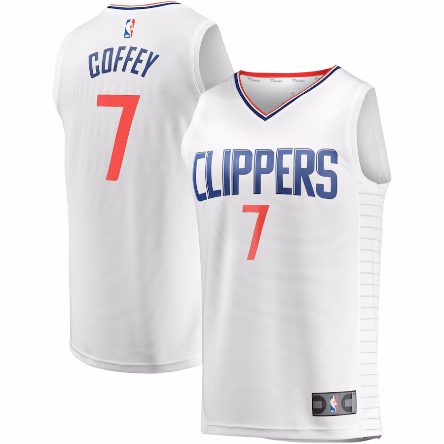 Men's LA Clippers Amir Coffey Fanatics White Fast Break Player Jersey - Association Edition - Puhuasuan