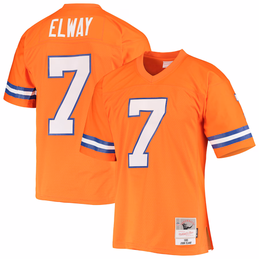 Men's Denver Broncos John Elway Mitchell & Ness Orange 1990 Legacy Replica Jersey - Puhuasuan
