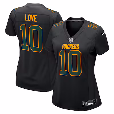 Women's Green Bay Packers Jordan Love Nike Black Fashion Game Jersey - Puhuasuan