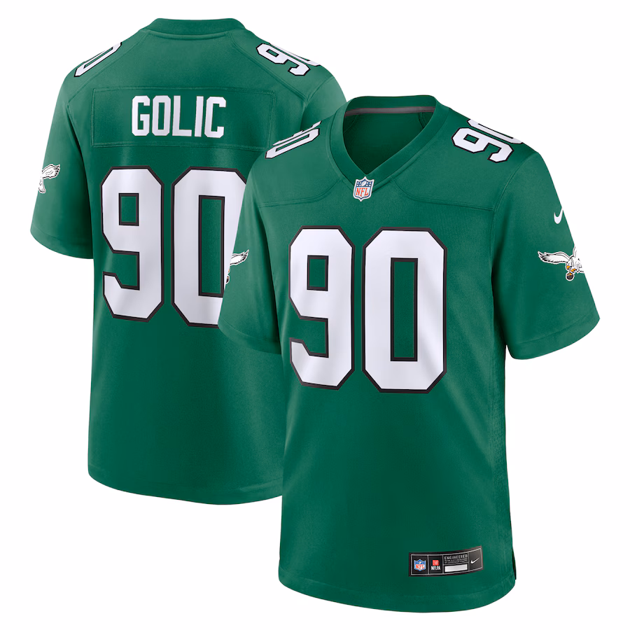 Men's Philadelphia Eagles Mike Golic Nike Kelly Green Alternate Game Jersey - Puhuasuan