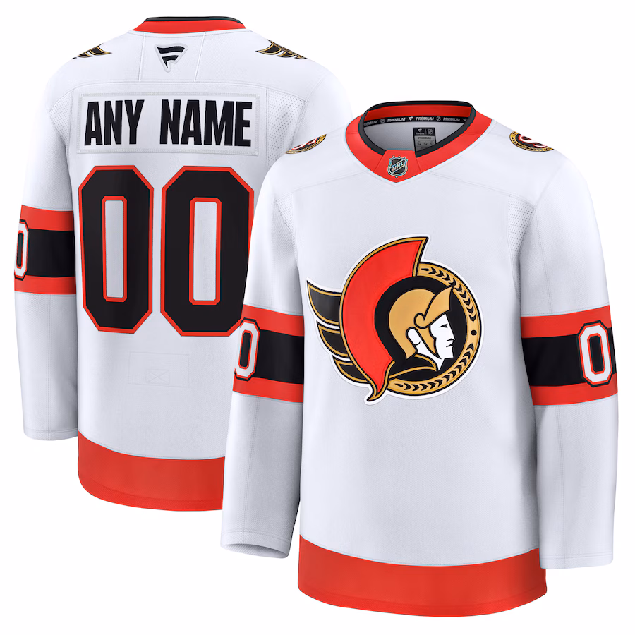 Men's Ottawa Senators Fanatics White Away Premium Custom Jersey - Puhuasuan