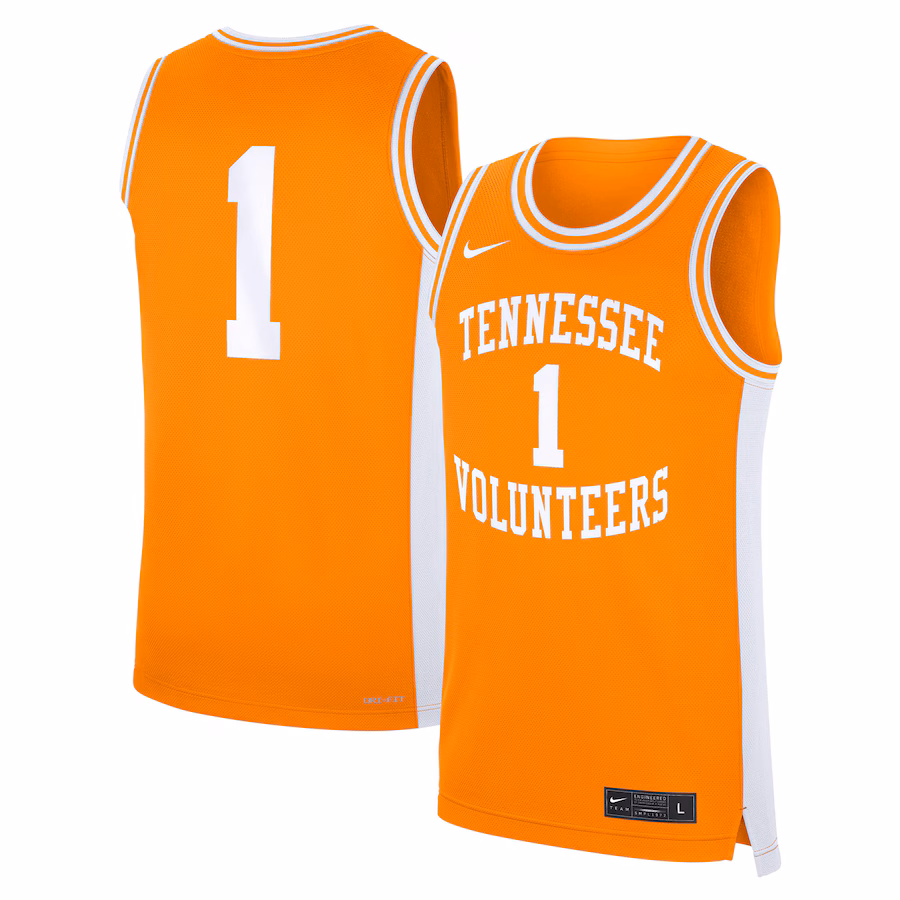 Men's Nike #1 Tennessee Orange Tennessee Volunteers Road Replica Jersey - Puhuasuan