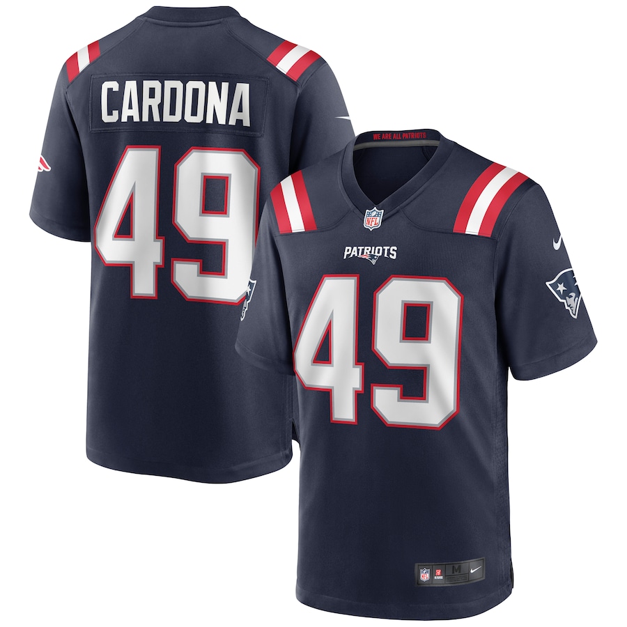 Men's New England Patriots Joe Cardona Nike Navy Game Jersey - Puhuasuan