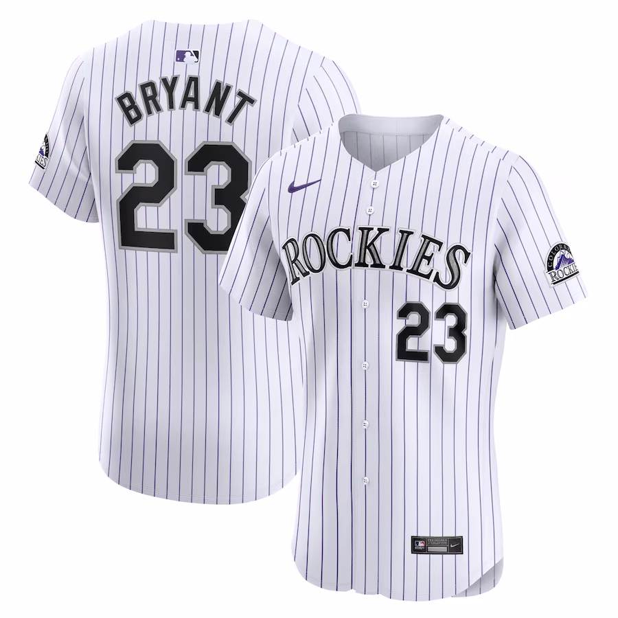 Men's Colorado Rockies Kris Bryant Nike White Home Elite Jersey - Puhuasuan