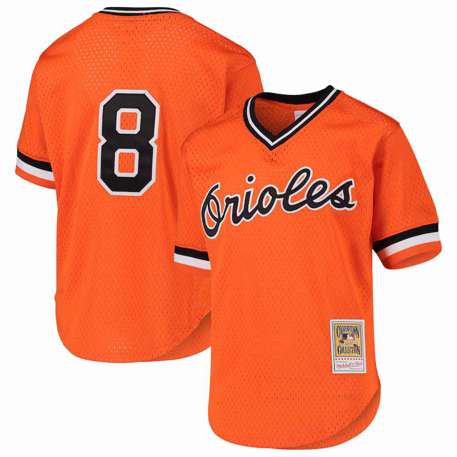 Youth Baltimore Orioles Cal Ripken Jr. Mitchell & Ness Orange Cooperstown Collection Mesh Batting Practice Jersey - Puhuasuan