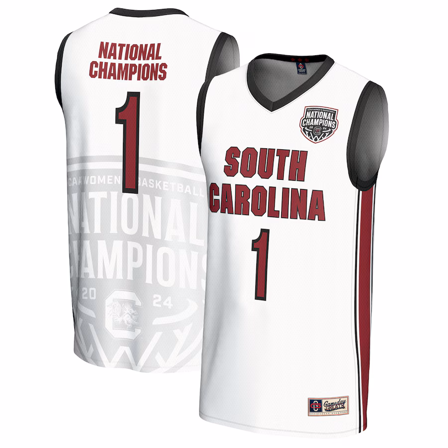 South Carolina Gamecocks  GameDay Greats White Adult Lightweight 2024 Women's Basketball National Champions Fashion Jersey - Puhuasuan