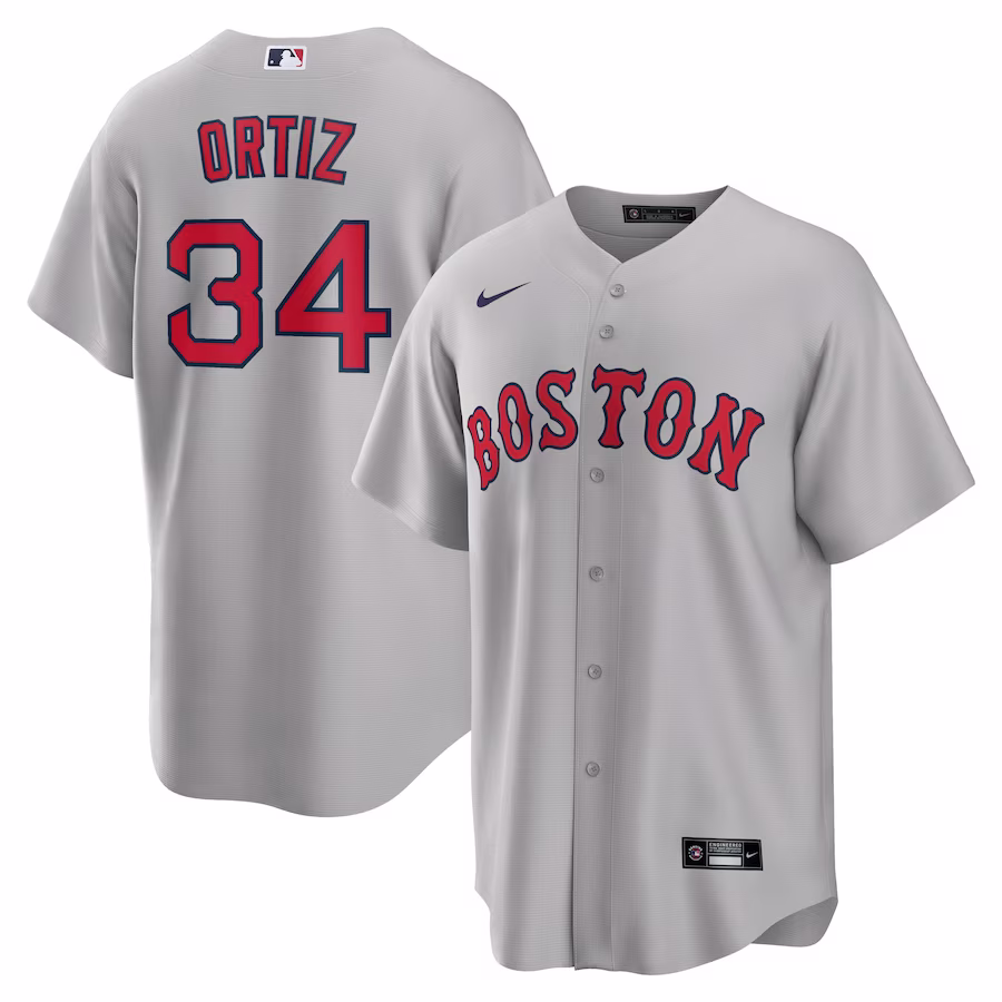 Men's Boston Red Sox David Ortiz Nike Gray Road Replica Player Jersey - Puhuasuan