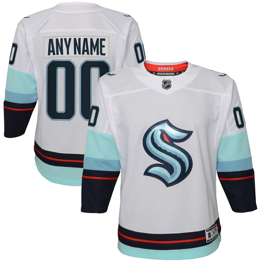 Youth Seattle Kraken White Away Premier Custom Jersey - Puhuasuan