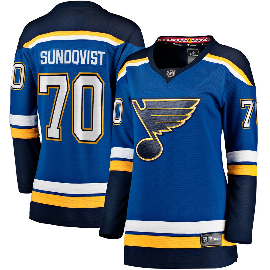 Women's St. Louis Blues Oskar Sundqvist Fanatics Branded Blue Home Breakaway Player Jersey - Puhuasuan