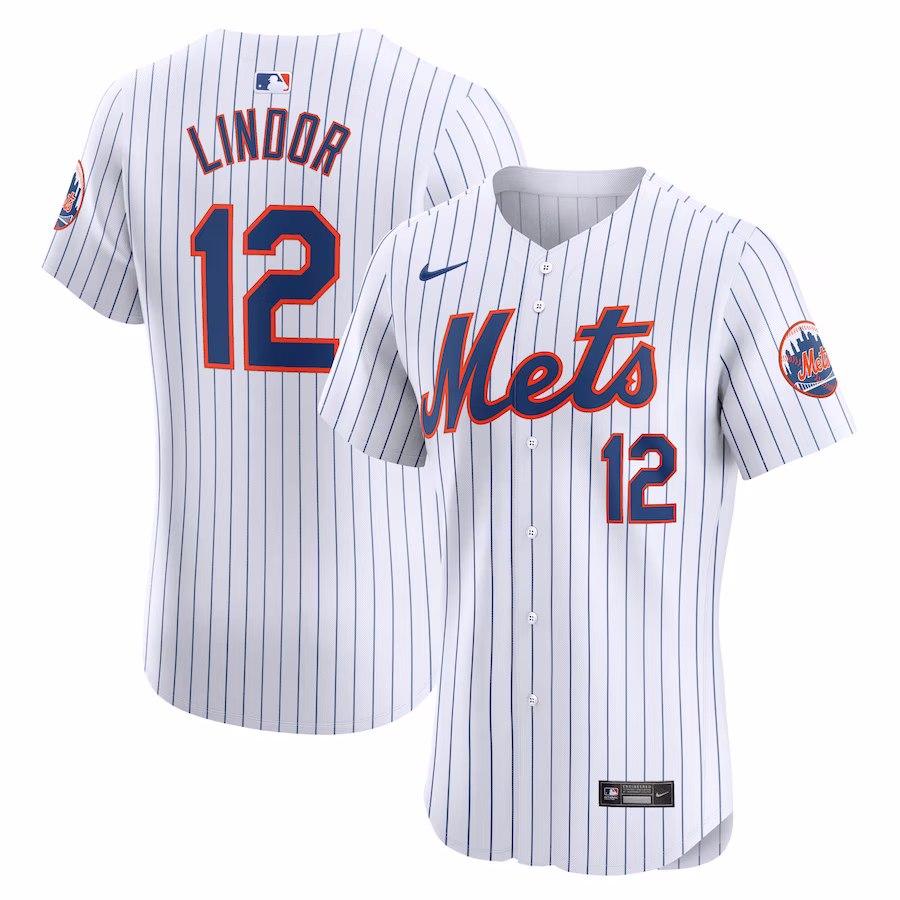 Men's New York Mets Francisco Lindor Nike White Home Elite Jersey - Puhuasuan