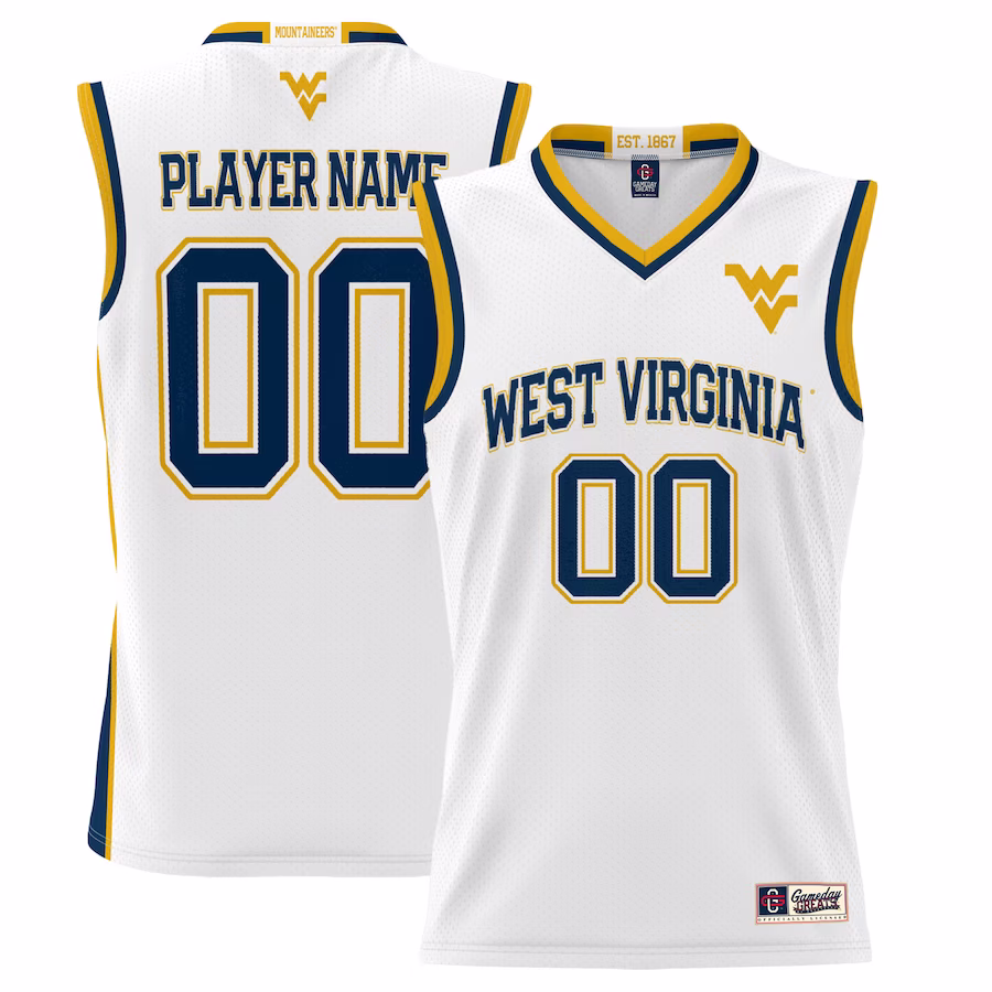 West Virginia Mountaineers GameDay Greats  Lightweight NIL Pick-A-Player Basketball Jersey - White - Puhuasuan