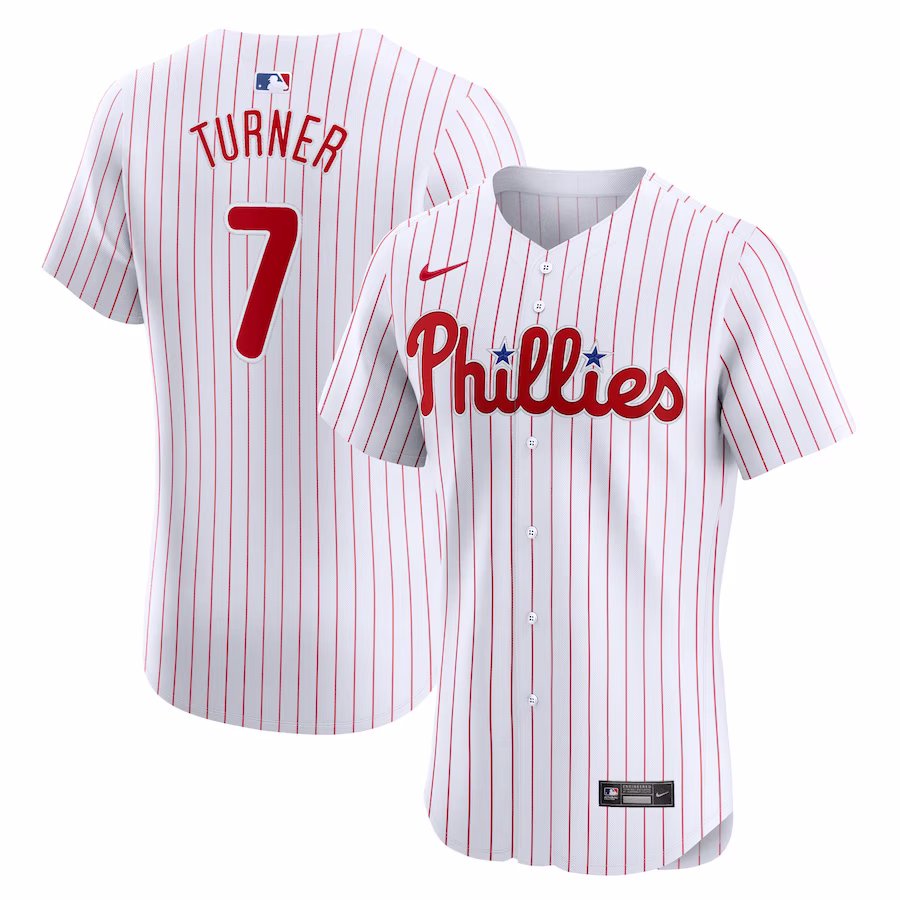 Men's Philadelphia Phillies Trea Turner Nike White Home Elite Jersey - Puhuasuan