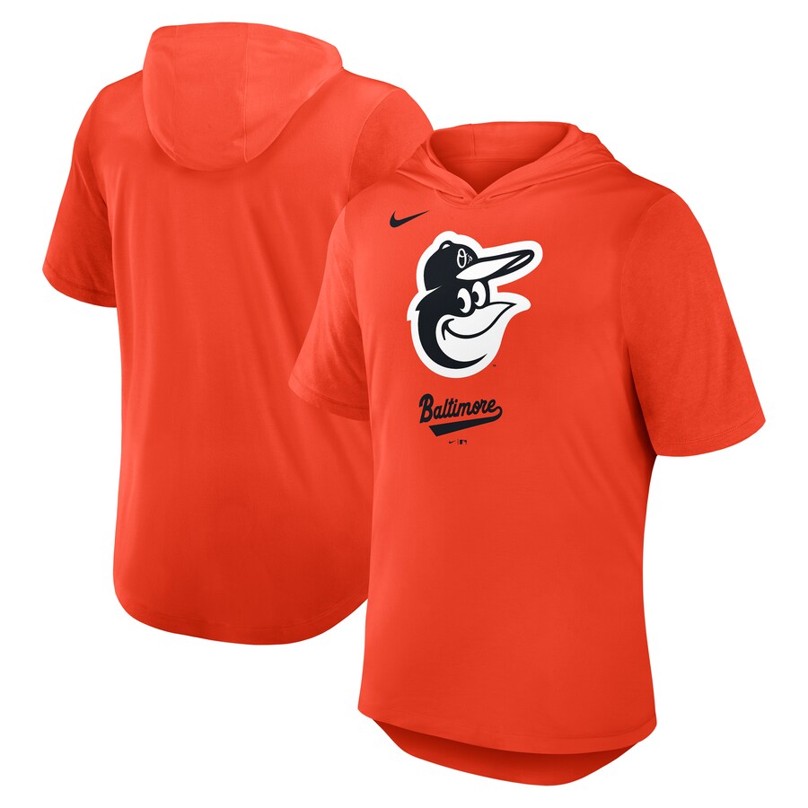 Men's Baltimore Orioles Nike Orange Tri-Blend Hoodie T-Shirt - Puhuasuan